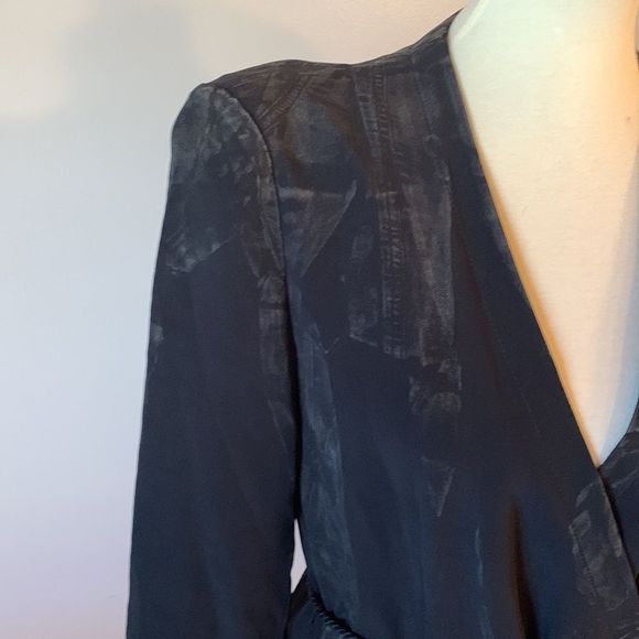 [Giorgio Armani] Vintage Black Pattern Wrap Dress - Size 4 - Picture 2 of 8